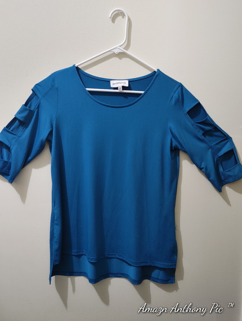 Women’s Teal Short Sleeve Cutout Shoulder Tee